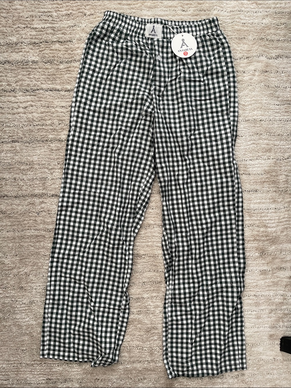 Annajess Women's Black & White Gingham Pajama Pants